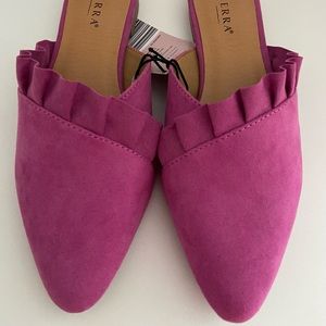 Serra Faux Suede Fuchsia Mules Size 7